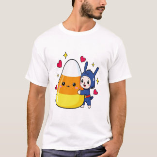 Cute Bunny Hugging Candy Corn T-Shirt