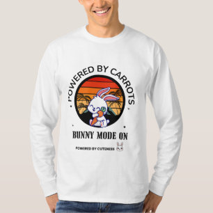 Cute Bunny Hugging Carrot Retro Sunset T-Shirt 
