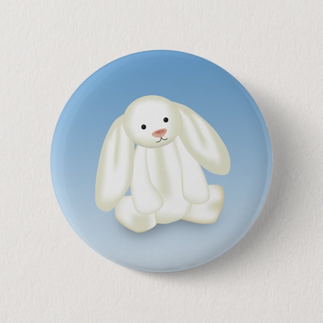 Cute Bunny Illustration 6 Cm Round Badge (Front)