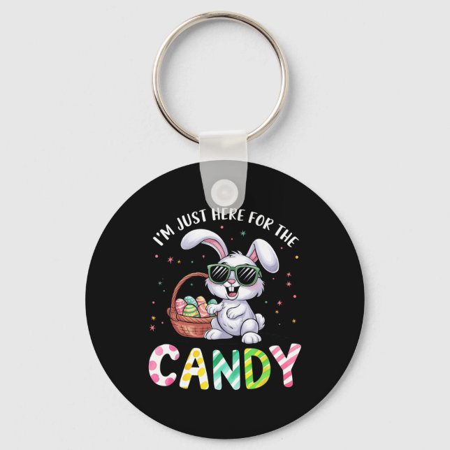 Cute Bunny I'm Just Here For Candy Funny Easter Da Key Ring (Front)