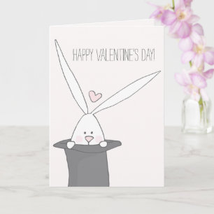 Cute Bunny in a Top Hat - Happy Valentine's Day Card