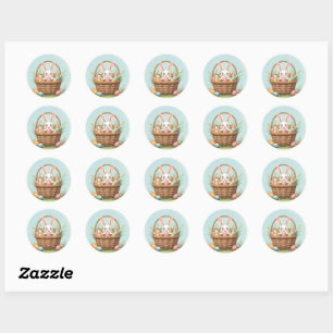 Cute Bunny in Easter Basket Classic Round Sticker