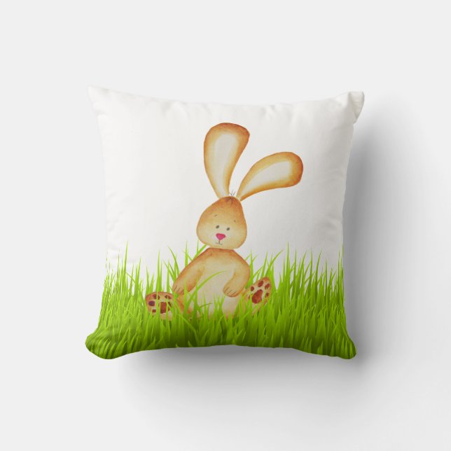 Cute Bunny in Grass Spring Cushion (Front)