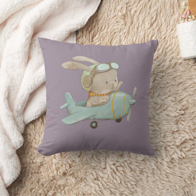 cute bunny in pilot helmet cushion (Blanket)