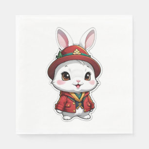 Cute Bunny in Red Clothes Napkin