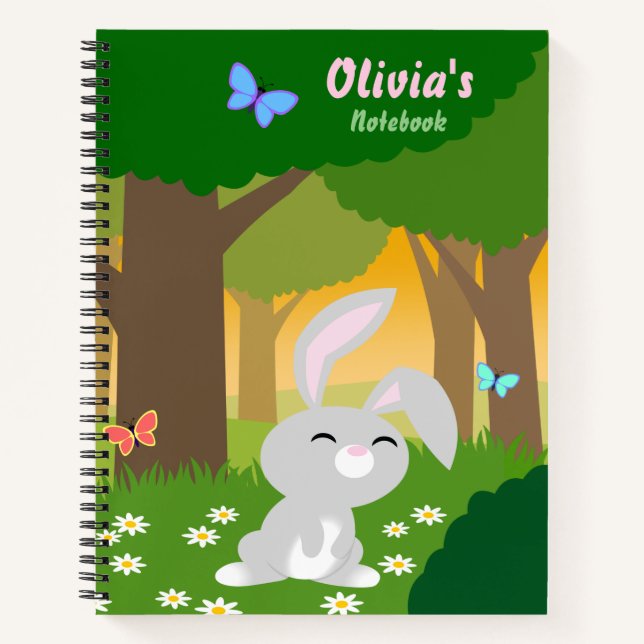 Cute Bunny in the Woods Notebook (Front)