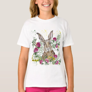 Cute bunny in watercolour flowers T-Shirt