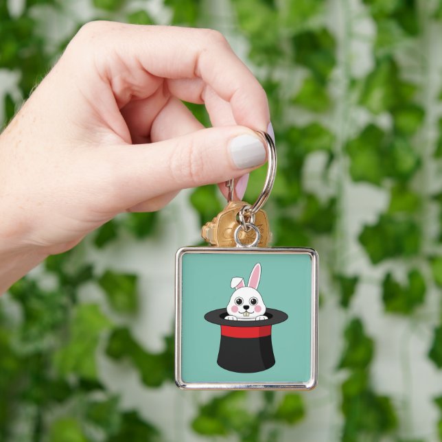Cute Bunny in Wizard Hat Key Ring (Hand)