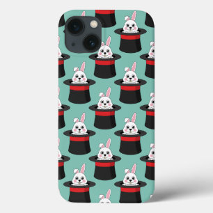 Cute Bunny in Wizard Hat Pattern iPhone 13 Case