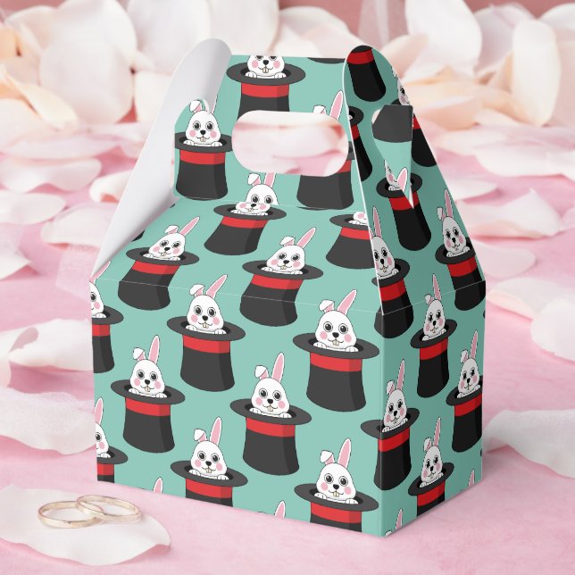 Cute Bunny in Wizard Hat Pattern Favour Box (Wedding)
