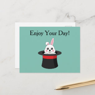 Cute Bunny in Wizard Hat Personalise Holiday Postcard