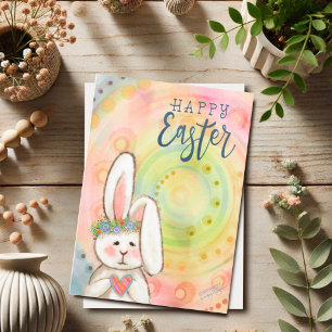 Cute Bunny Inspirivity Pastel Happy Easter Card
