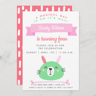 Cute Bunny Kids Birthday Celebration Invitation