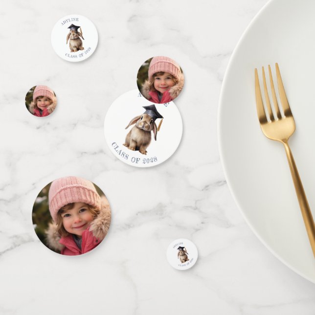 Cute Bunny Kindergarten Graduation Photo Confetti (Group)