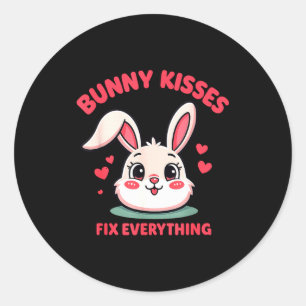 Cute bunny kisses fix everything funny easter classic round sticker