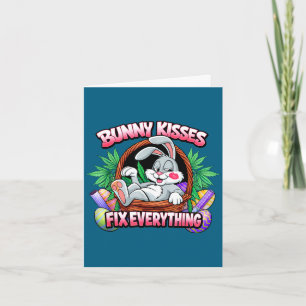 Cute bunny kisses fix everything funny rabbit card