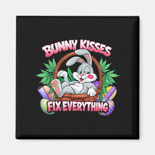Cute bunny kisses fix everything funny rabbit magnet