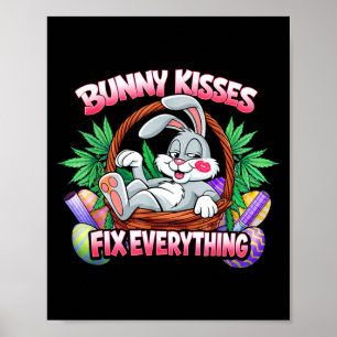 Cute bunny kisses fix everything funny rabbit poster