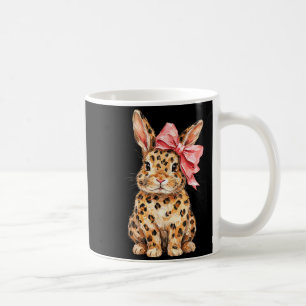 Cute Bunny Leopard Coquette Bow Rabbit Easter Coffee Mug
