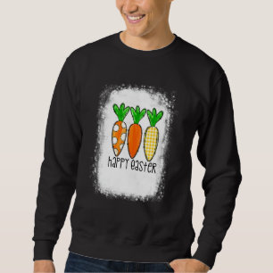 Cute Bunny Leopard Plaid Carrots Egg Hunting Happy Sweatshirt