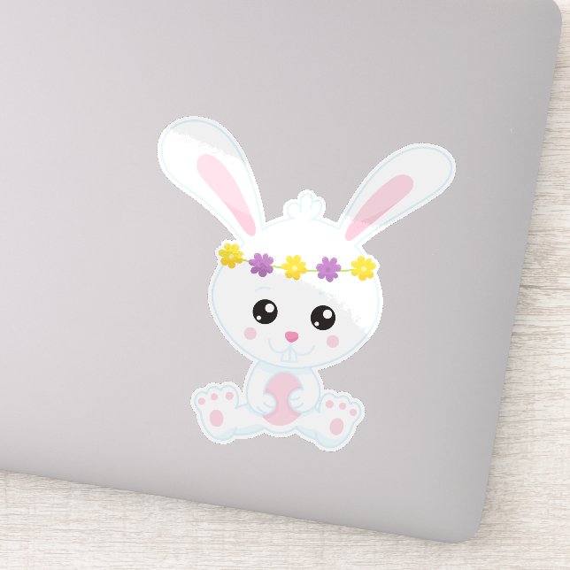 Cute Bunny, Little Bunny, White Bunny, Flowers (Detail)