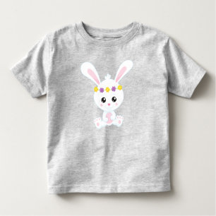 Cute Bunny, Little Bunny, White Bunny, Flowers Toddler T-Shirt