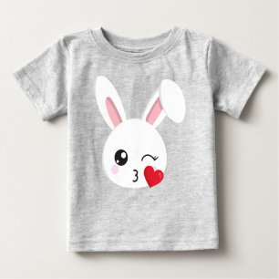 Cute Bunny, Little Bunny, White Bunny, Heart, Kiss Baby T-Shirt