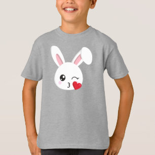 Cute Bunny, Little Bunny, White Bunny, Heart, Kiss T-Shirt