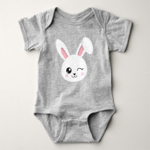 Cute Bunny, Little Bunny, White Bunny, Wink Baby Bodysuit
