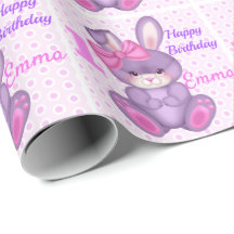 Cute Bunny Little Girls Pink & Lavender Name Age