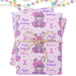 Cute Bunny Little Girls Pink & Lavender Name Age Wrapping Paper Sheet<br><div class="desc">Cute Bunny Little Girls Pink & Lavender Name Age Wrapping Paper</div>