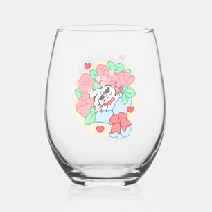 Cute Bunny Loppi Tokki Waves Hello Stemless Wine Glass