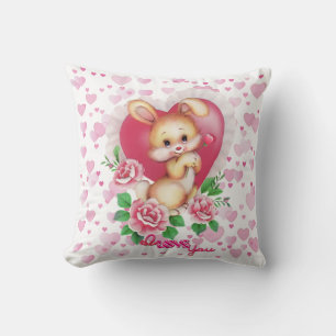 Cute Bunny Love Throw Pillow
