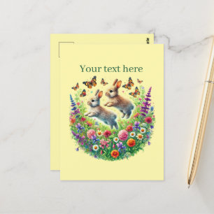 Cute bunny lovers customisable postcard