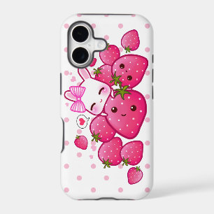 Cute bunny loves kawaii strawberries