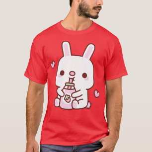 Cute Bunny Loves Strawberry Milk T-Shirt