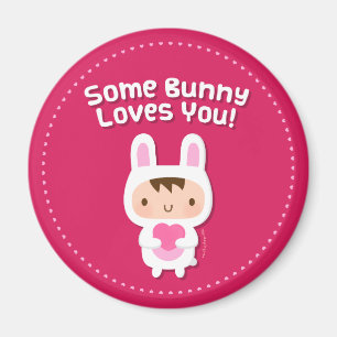 Cute Bunny Loves You Sweet Pun Magnet