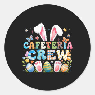 Cute Bunny Lunch Lady Cafeteria Crew Happy Easter Classic Round Sticker