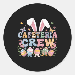 Cute Bunny Lunch Lady Cafeteria Crew Happy Easter Classic Round Sticker