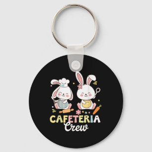 Cute Bunny Lunch Lady Cafeteria Crew Happy Easter  Key Ring