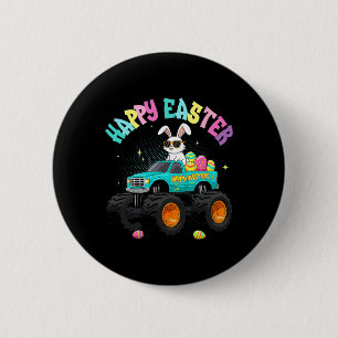 Cute Bunny Monster Truck Happy Easter For Kids Boy 6 Cm Round Badge