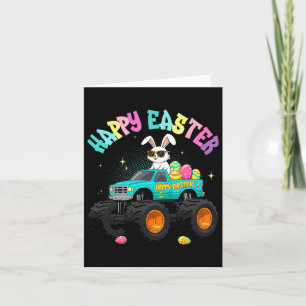 Cute Bunny Monster Truck Happy Easter For Kids Boy Card