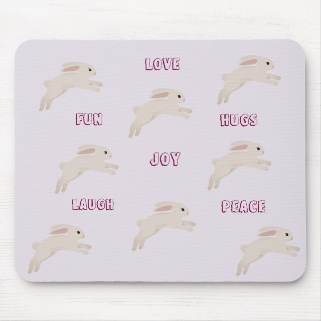 Cute Bunny Mouse Pad with Lovely Words (Front)