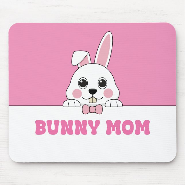 Cute Bunny Mum Pink  Mouse Pad (Front)