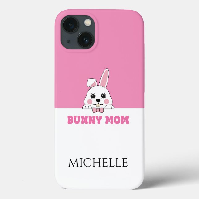 Cute Bunny Mum Pink Personalised Case-Mate iPhone Case (Back)