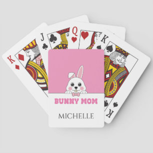 Cute Bunny Mum Pink Personalised Playing Cards