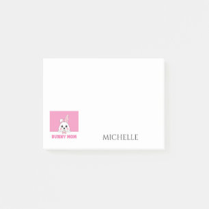 Cute Bunny Mum Pink Personalised Post-it Notes