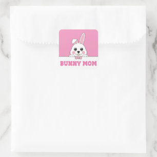 Cute Bunny Mum Pink Square Sticker