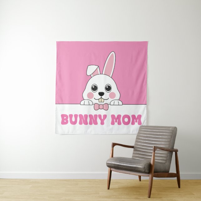 Cute Bunny Mum Pink  Tapestry (In Situ)