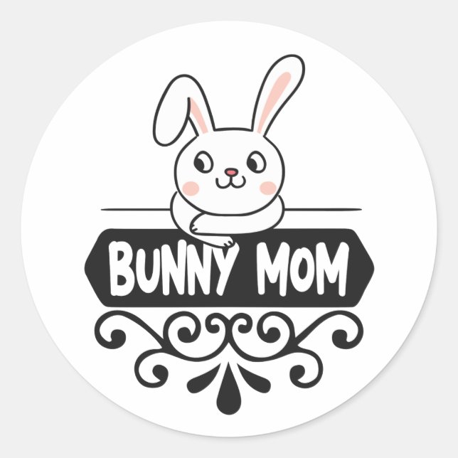 Cute Bunny mum rabbit lover Classic Round Sticker (Front)